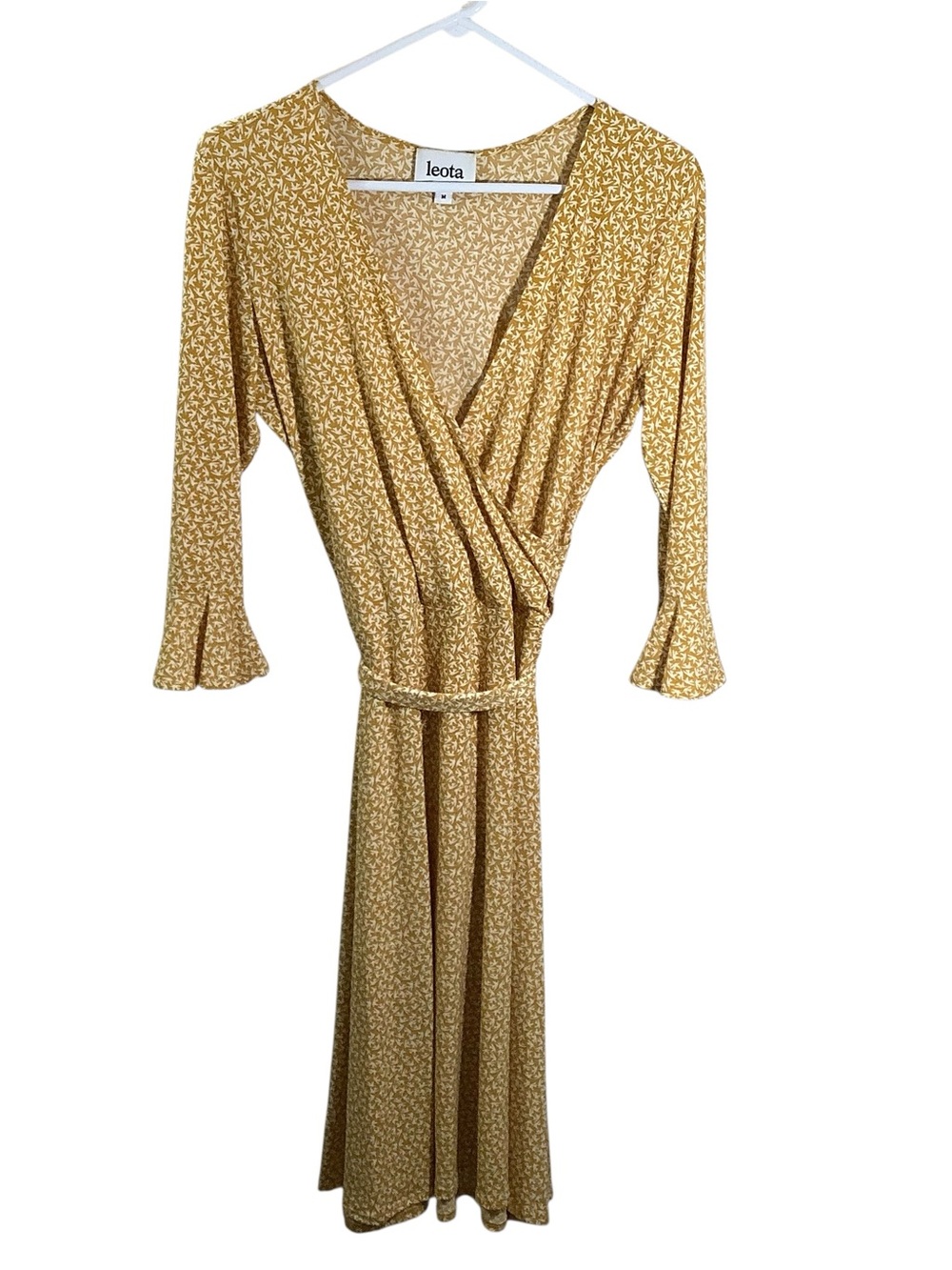 Leota Golden Mustard Floral Faux Wrap Maxi Dress